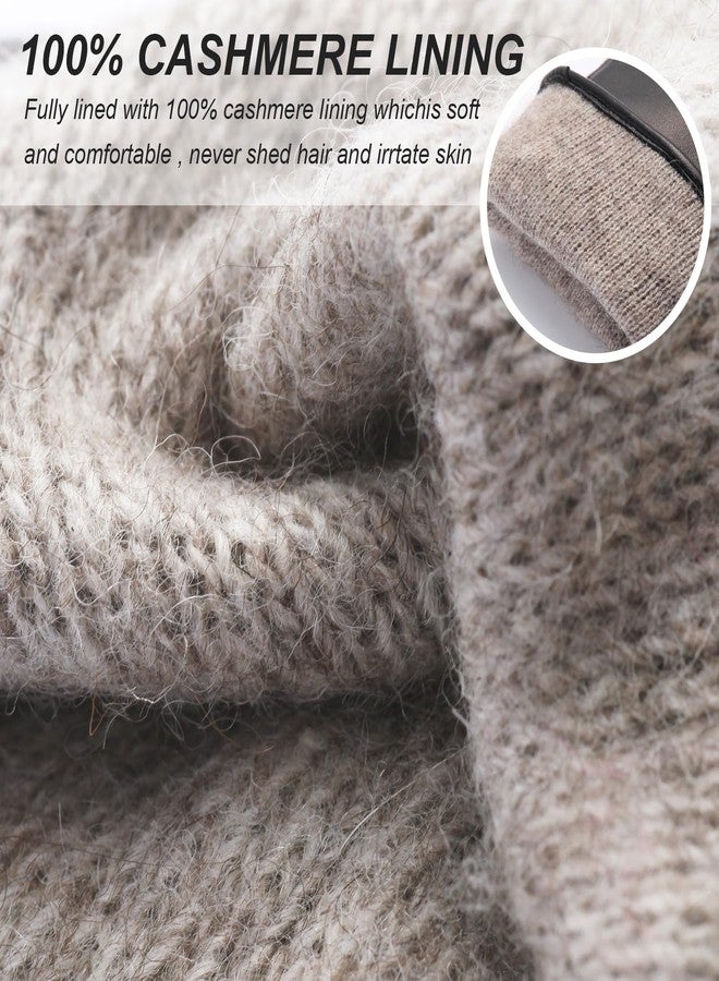QOF Winter Genuine Leather Gloves for Women, Cashmere Warm Lined Finger Touchscreen Texting Driving Gloves - Image 3